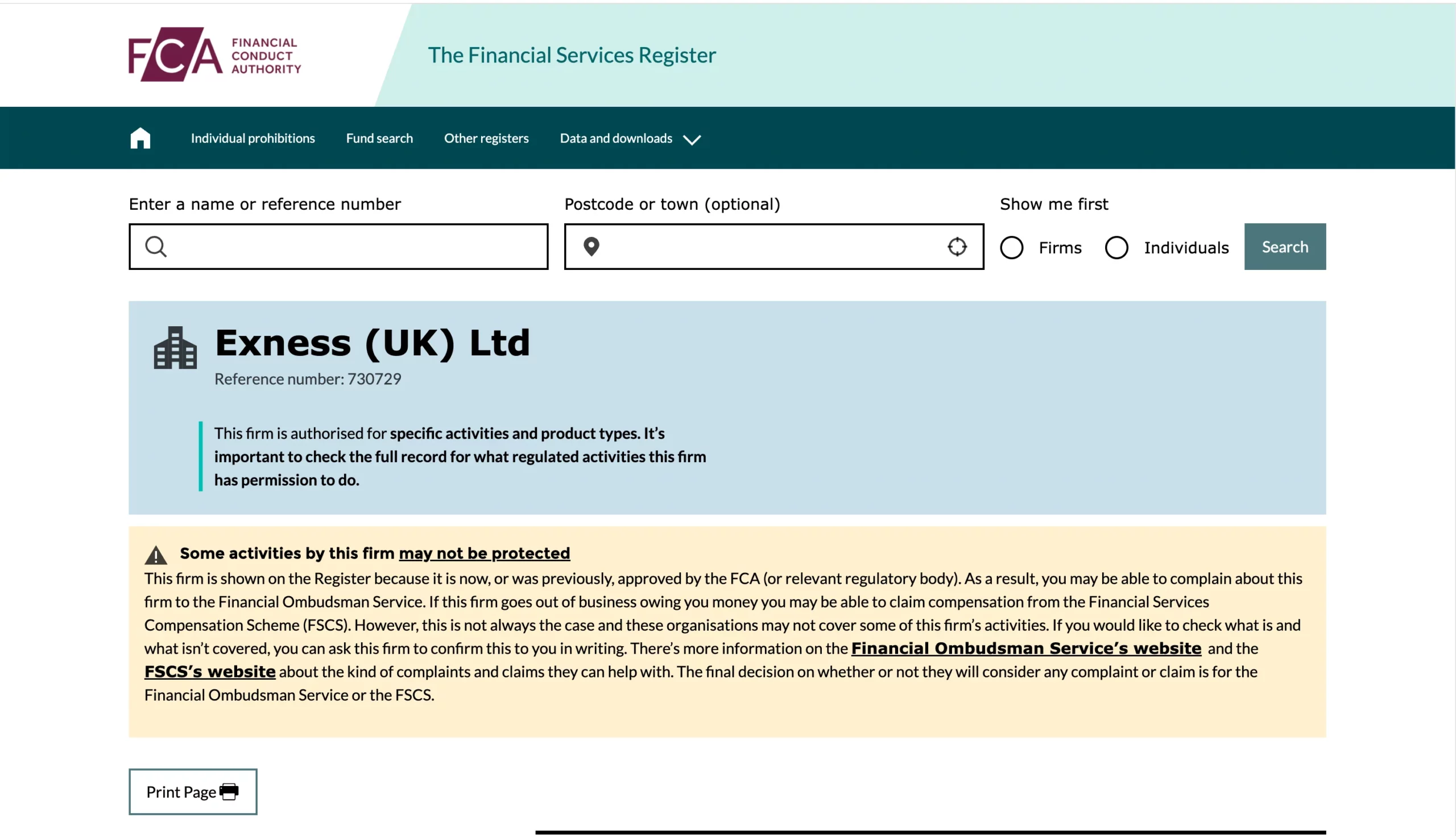 Exness Regulation from FCA (UK)