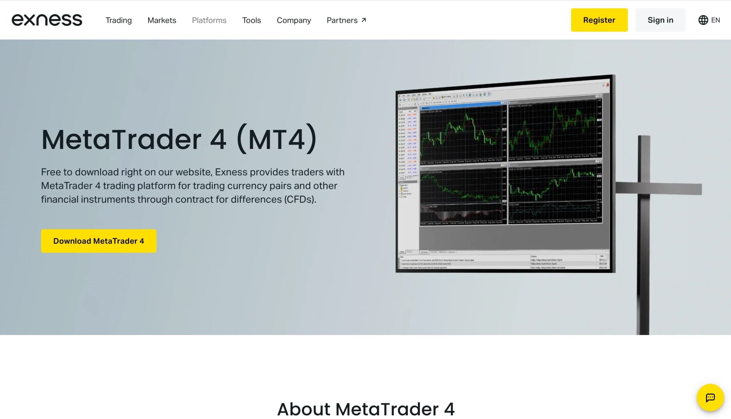 Exness MetaTrader 4 Platform